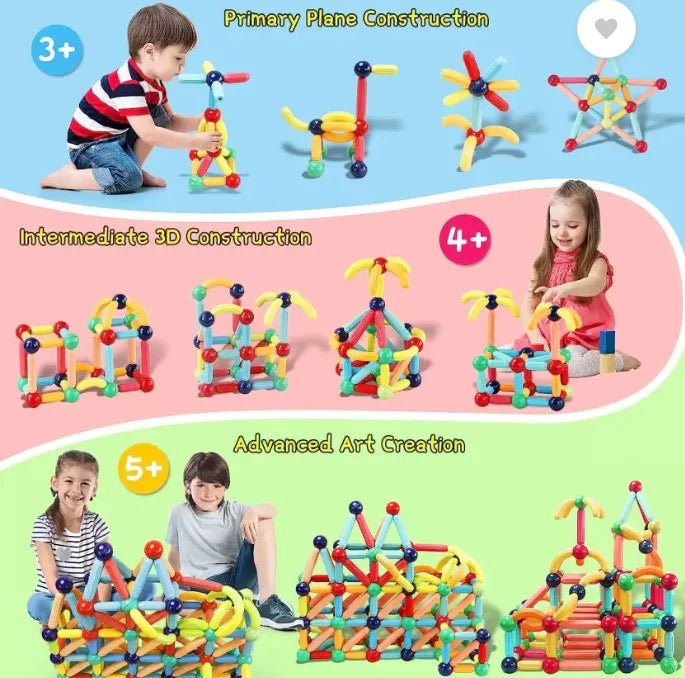 Magnetic Building Blocks (2+ Years Kids) + FREE 6000 Pages 7 IN 1 PDF Worksheet For Kids